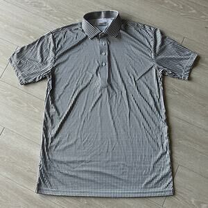 Collars & Co Dress Collar Polo Tee Mens Large Black White Square Short Sleeve